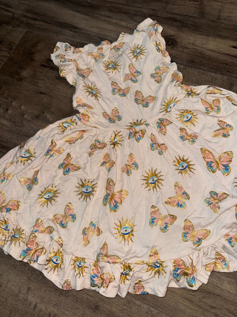 Posh Peanut Pandora Butterflies Evil Eye Gold Foil Twirl Dress Girls 3T 4T